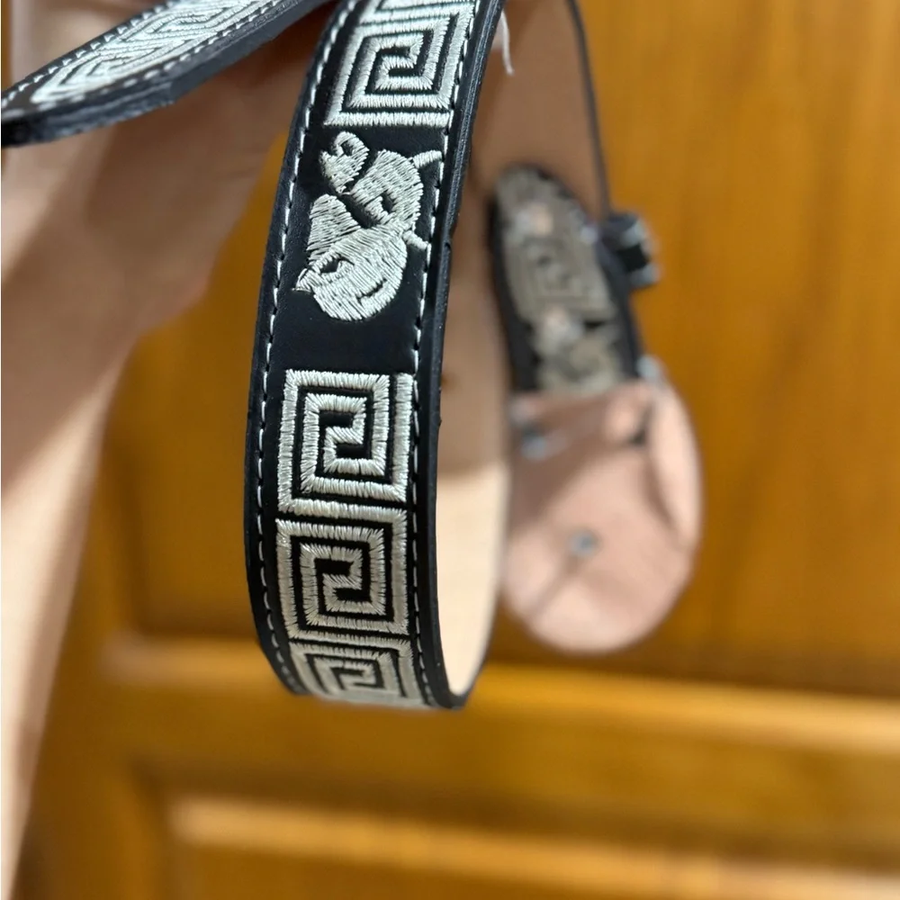 Kids belt leather western style new Black and White Embroidered Belt